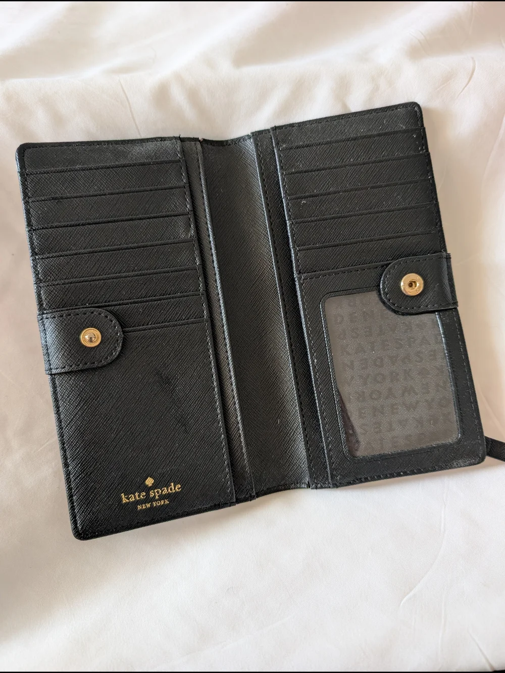 kate spade Beige and Black Saffiano Continental Wallet